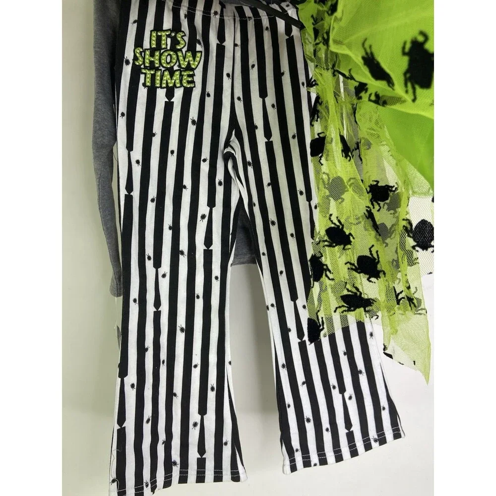 Beetlejuice 4T Toddler Girls 3 Piece Shirt Tutu Skirt Flared Pants Set Outfit